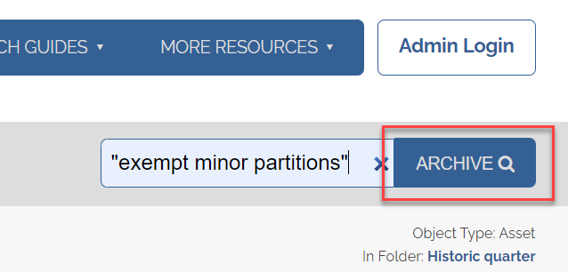 Screenshot of search box with the words "exempt minor partitions"